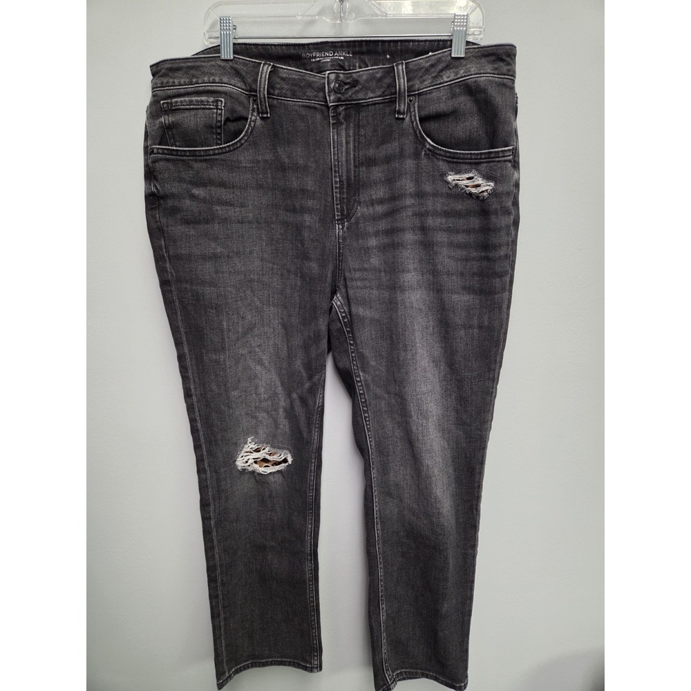 Chico's Boyfriend Ankle Jeans Black/Distressed Leopard SZ 14R (2.5)